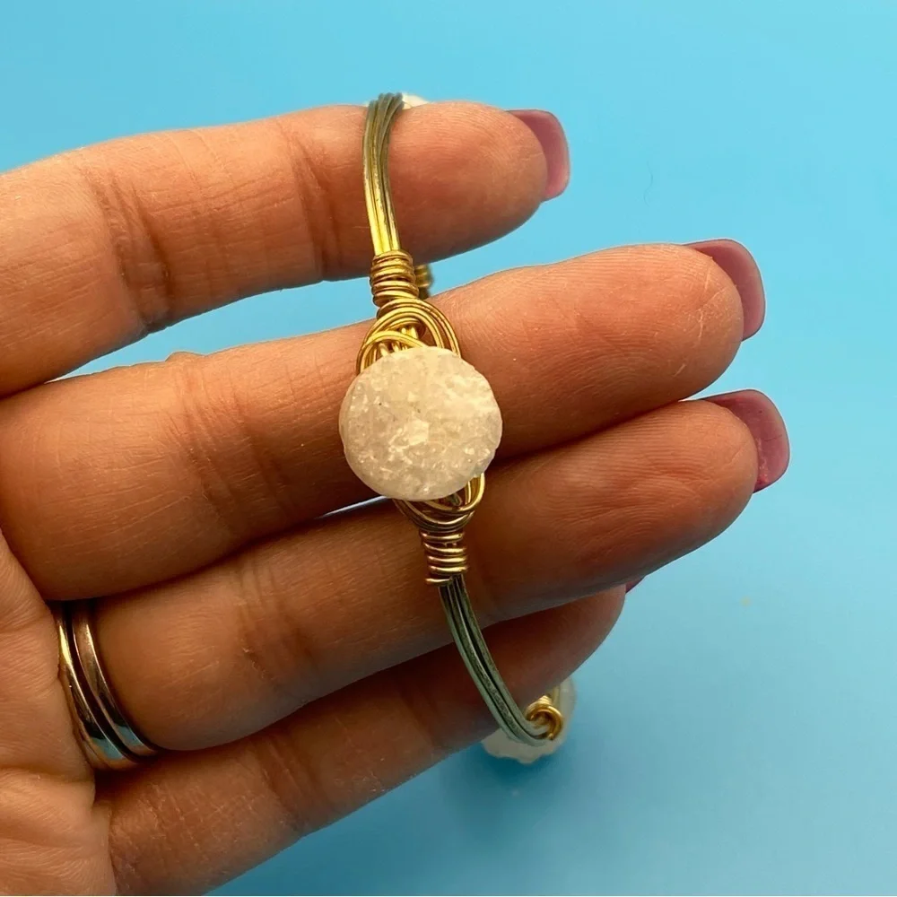 Bourbon and Bowties White Druzy Bangle